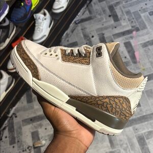 Jordan Cream and Brown Sneakers with Elephant Print